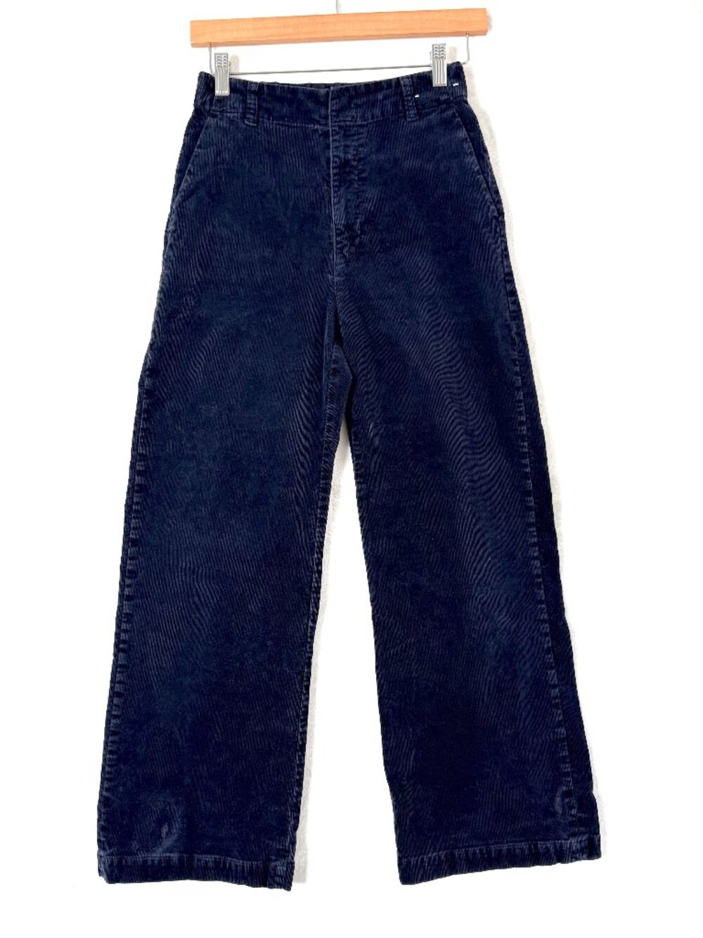 Uniqlo Corduroy Baggy High Rise Wide Leg Pant Womens XS S Blue Autumn Winter